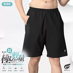 GIAT台灣製雙口袋輕量排汗運動短褲(男款) L 經典黑