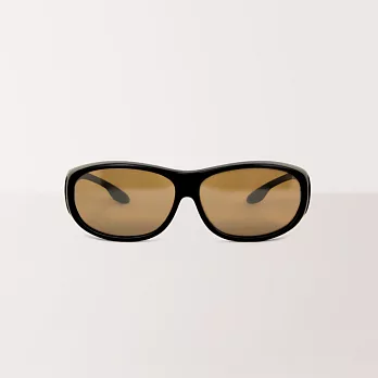 【ASLLY】UV400霧黑外掛式全罩多功能偏光墨鏡/太陽眼鏡(黑框棕片)