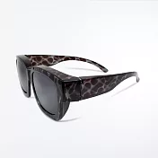 【ASLLY】UV400黑色豹紋外掛式全罩多功能偏光墨鏡/太陽眼鏡(豹紋黑框黑片)