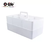 【O-Life】手提式整理收納盒 二入組(可堆疊收納盒 居家收納 工具箱收納) 白色