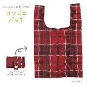 【Oriental Berry】日本摺疊收納隨身環保購物袋 ‧ 格紋(紅)