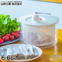 【日本山研工業】日本製蔬果清洗脫水機/手轉瀝水籃/洗米器-大
