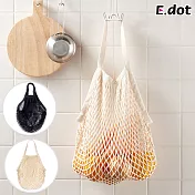【E.dot】環保網狀購物袋手提袋 米色