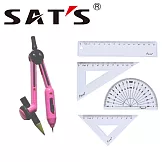 (組合包)SAT’S 專利可收納針圓規+三角板組