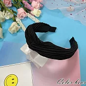 【卡樂熊】立體壓紋交叉寬版造型髮箍(三色)- 黑色