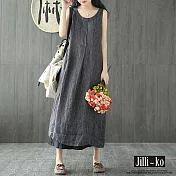 【Jilli~ko】自然風棉麻感背心裙 J8089　 FREE 黑色