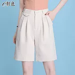 【初色】五分雪紡西裝短褲-共4色-98980(M-2XL可選) 2XL 白色