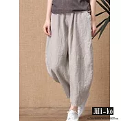 【Jilli~ko】輕文藝棉麻感燈籠褲 J8099　 FREE 灰色