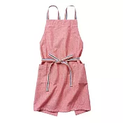 【日本Habituel】Suzie素色條紋綁帶純棉口袋收腰圍裙 ‧ 粉