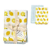 【日本Habituel】家居萬用擦拭純棉布巾2入組 ‧ 條紋+檸檬(黃)