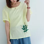 【KT】緹花肌理刺繡上衣 20389-1　 FREE 黃色