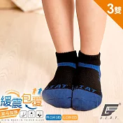 GIAT台灣製類繃萊卡運動機能襪-兒童款(3雙組) (黑藍L/18-22cm)