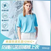 【ST.MALO】美國新發表IONIC+銀纖維抗菌99.9%花宴精品女上衣-2121WT- 2XL 嫩粉藍
