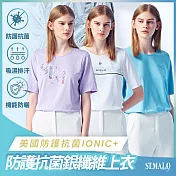 【ST.MALO】美國新發表IONIC+銀纖維抗菌99.9%花宴精品女上衣-2121WT- L 晶亮白