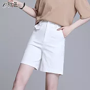 【初色】西裝休閒五分短褲-共3色-99008(M-2XL可選) L 白色