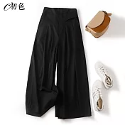 【初色】夏日純色休閒寬褲-共2款-98880.96530(M-2XL/F可選) XL B.黑色
