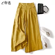 【初色】夏日純色休閒寬褲-共2款-98880.96530(M-2XL/F可選) M B.黃色
