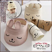 【akiko kids】可愛閉眼貓立體耳朵造型可折疊遮陽帽  -奶白色