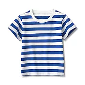[MUJI無印良品]幼兒有機棉天竺橫紋短袖T恤 80 水藍橫紋