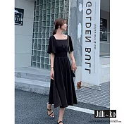 【Jilli~ko】法式復古方領連衣裙 2213　 FREE 黑色