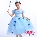 天使霓裳 公主 蝴蝶仙子 兒童萬聖節角色扮演短袖洋裝  110 淺藍