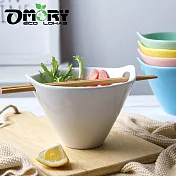 【OMORY】筷不落地/錐形雙耳孔筷架陶瓷碗 -(白)
