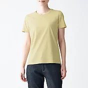 [MUJI無印良品]女有機棉天竺圓領短袖T恤 XS 黃色