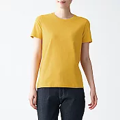 [MUJI無印良品]女有機棉天竺圓領短袖T恤 XS 煙燻黃
