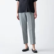 [MUJI無印良品]女聚酯纖維彈性泡泡紗格紋錐形褲 S 黑格紋
