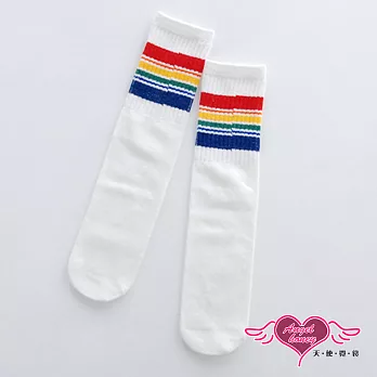天使霓裳 活力彩紅條紋 兒童中筒襪 2雙入(S~L)  S 白