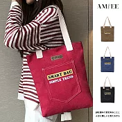 【AMIEE】水洗仿舊牛仔帆布手提包(KDB-2062) FREE 紅色