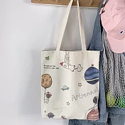 【素包包】動漫風太空漫遊主題學生側背袋(2色任選) _白色