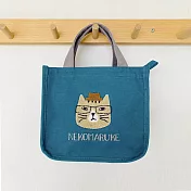 FUNNNY 日本連線動物系列 紳士貓咪保溫袋  藍綠