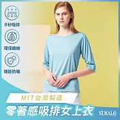 【ST.MALO】零著感環保紗素色防曬吸排MIT女上衣-2126WT- XL 尼羅藍