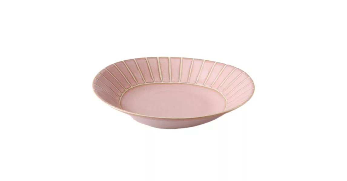 【西海陶器】美濃燒｜格磚紋橢圓陶瓷餐盤22cm ‧ 淺粉桃