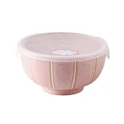 【西海陶器】美濃燒｜格磚紋橢圓附蓋陶瓷餐碗550ml ‧ 淺粉桃