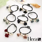 【Hera 赫拉】韓版簡約珍珠布藝花朵髮圈-隨機5入組 多色