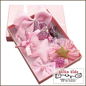 【akiko kids】日本可愛造型系列兒童髮夾超值10件組禮盒  -粉紅色