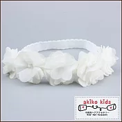 【akiko kids】甜美蕾絲5朵花造型0.3-18月寶寶髮帶  -白色