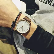 Watch-123 學院風簡單耐用中性情侶帆布帶手錶(3色任選) _褐色