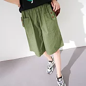 【慢。生活】工裝造型五分短褲 K2950　 FREE 綠色