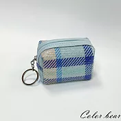 【卡樂熊】亮片方格立體方型造型零錢包/收納包/萬用包(兩色)- 藍色