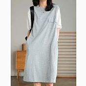 【MsMore】韓國休閒通勤休閒寬鬆涼爽棉洋裝#109798- XL 灰