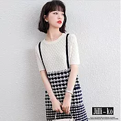【Jilli~ko】幾何排列色織針織連衣裙 8850  FREE 白色