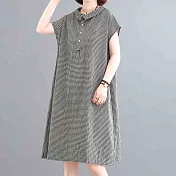 【ACheter】日本北海道旅風棉麻寬鬆洋裝#109881- XL 黑