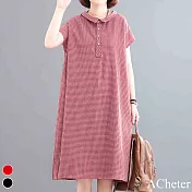 【ACheter】日本北海道旅風棉麻寬鬆洋裝#109881- M 紅