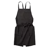 【日本Habituel】Sol經典素色純棉口袋收腰圍裙 ‧ 黑
