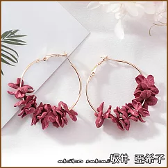 『坂井.亞希子』甜美氣質手作布藝花瓣造型耳環 ─粉紫花朵