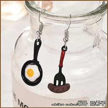 『坂井．亞希子』創意童趣早餐與鍋鏟造型耳環 -耳勾款