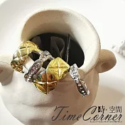 『時空間』925銀針自我個性菱格紋鑲鑽造型耳環 -耳骨夾+耳針